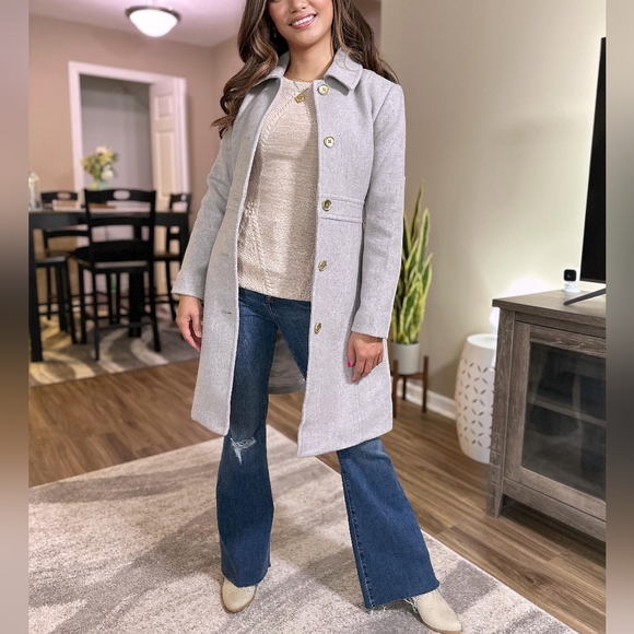J. Crew Silver Gray Lady Day Coat Wool-blend Pea-coat Button Closure Jacket - Picture 12 of 12